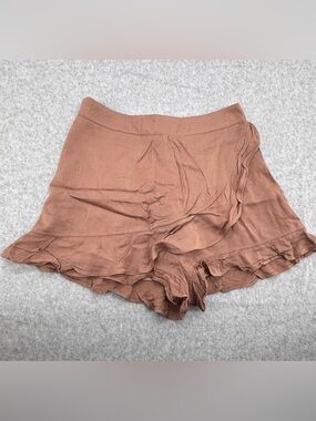 Altar'd State Mocha Brown Ruffle-Layer Skort Shorts